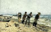 fritz thaulow hjemvendende fiskere oil painting reproduction